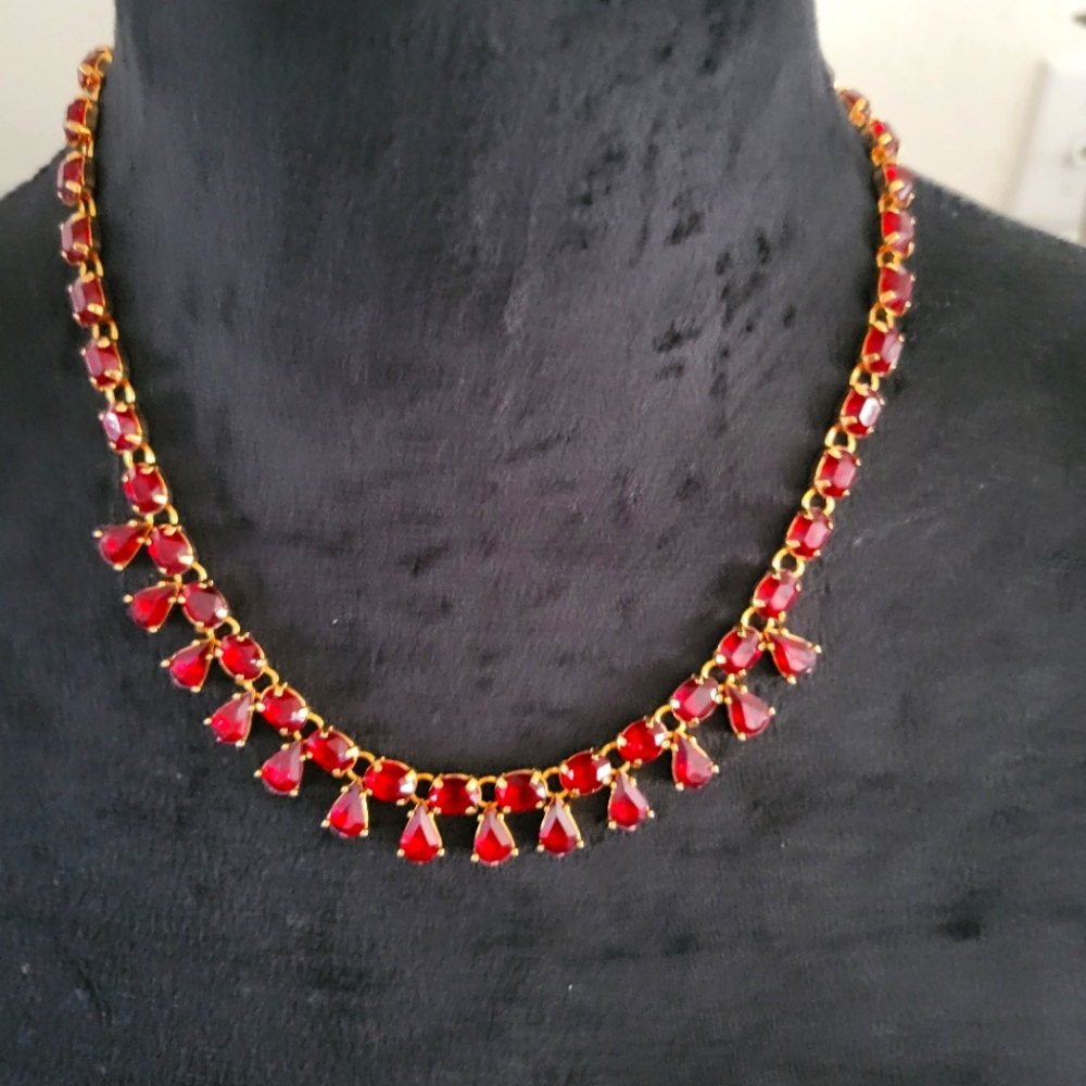 18 " Vintage Avon Red Rhinestone ♥️ Necklace RARE Find